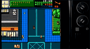 a screen grab of the advertisement for Retro City Ransom which mocks up the game being played on an old CRT Television