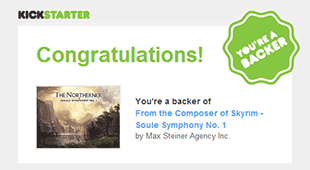 a screen grab of Jeremy Soule's Symphony No. 1 kickstarter page. Jeremy was the composer of Skyrim, Oblivion, Morrowind, and Guild Wars