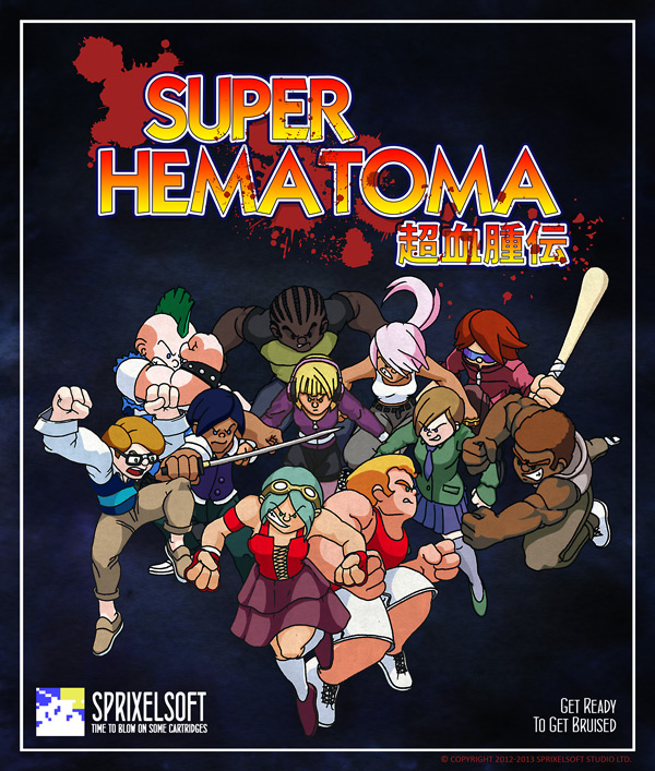 A collection of bruisers from Sprixelsoft's upcoming indie video  game Super Hematoma where players will be able to battle each other in multiplayer combat