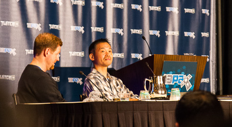 Keiji Inafune announcing his kickstarter launch at PAX Prime 2013 for Mighty No. 9, a spiritual successor to Mega Man.